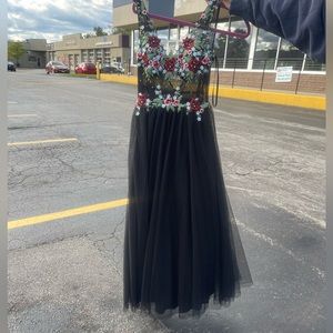 Black floral prom dress